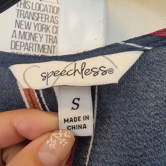 Sz S Women's Speechless Jumpsuit Stripped long sleeve elastic waist gray multi - Picture 5 of 9